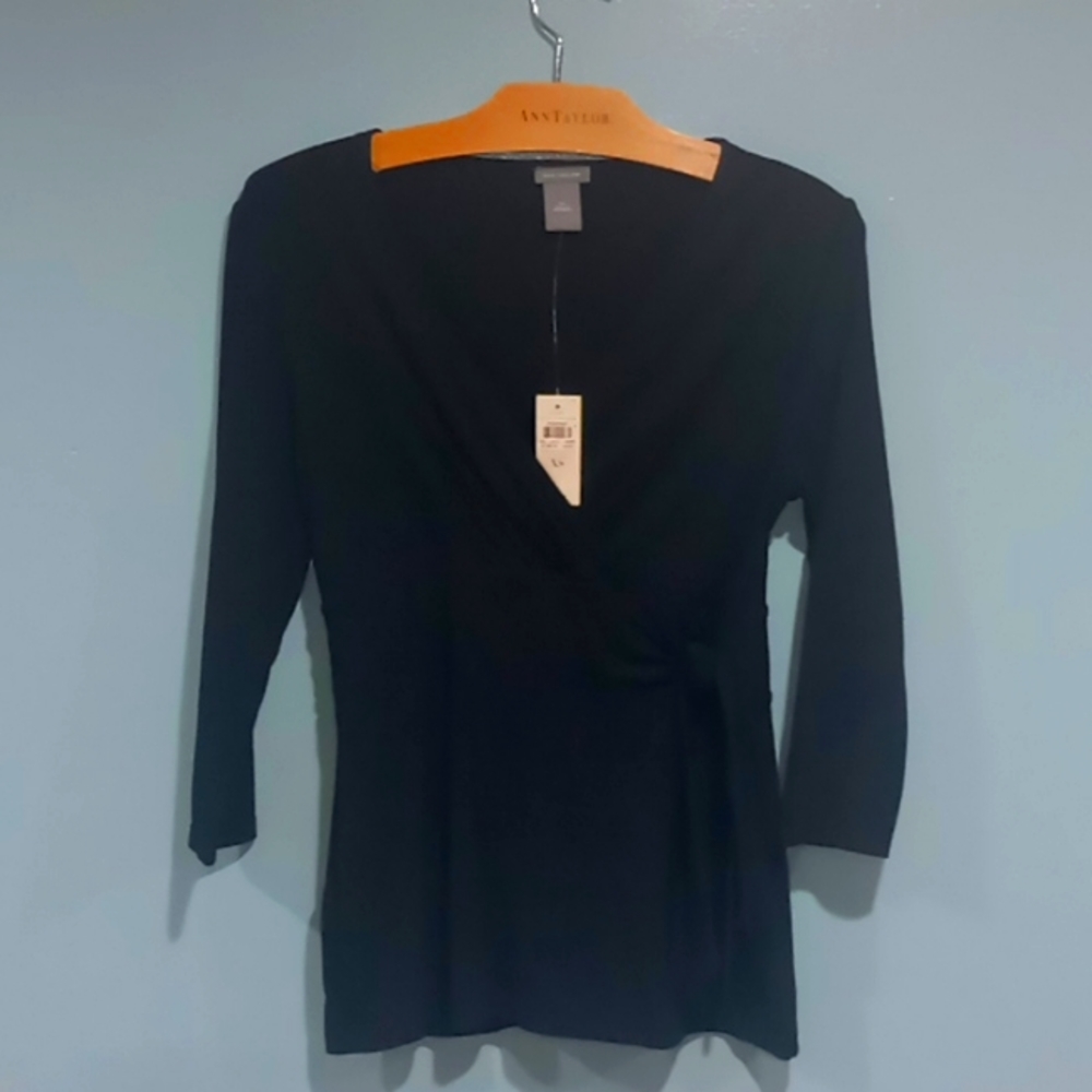 Ann Taylor Long Sleeve Black Blouse